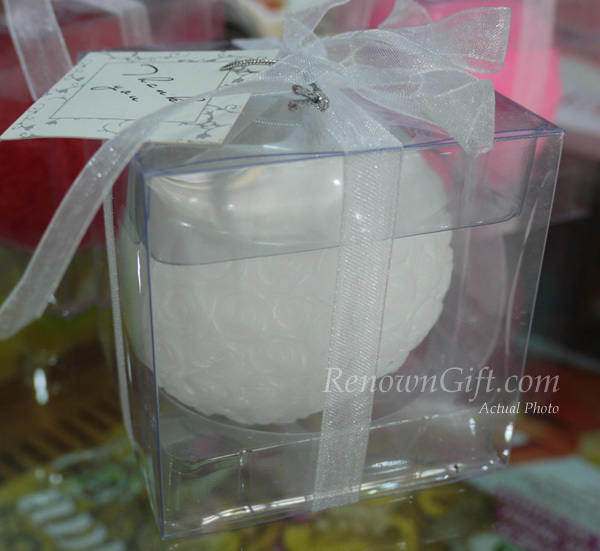 white rose ball candle