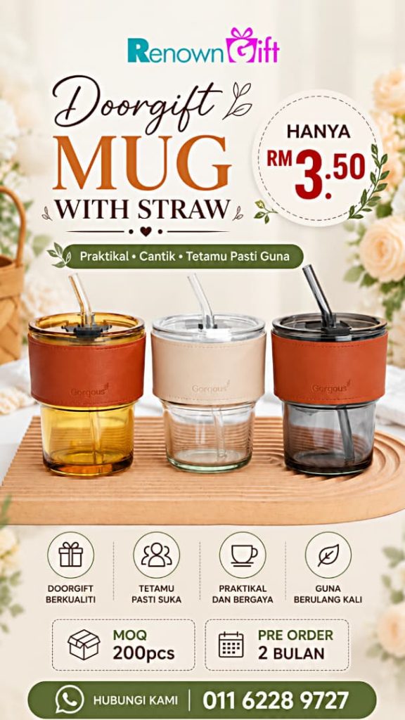 mug with straw door gift